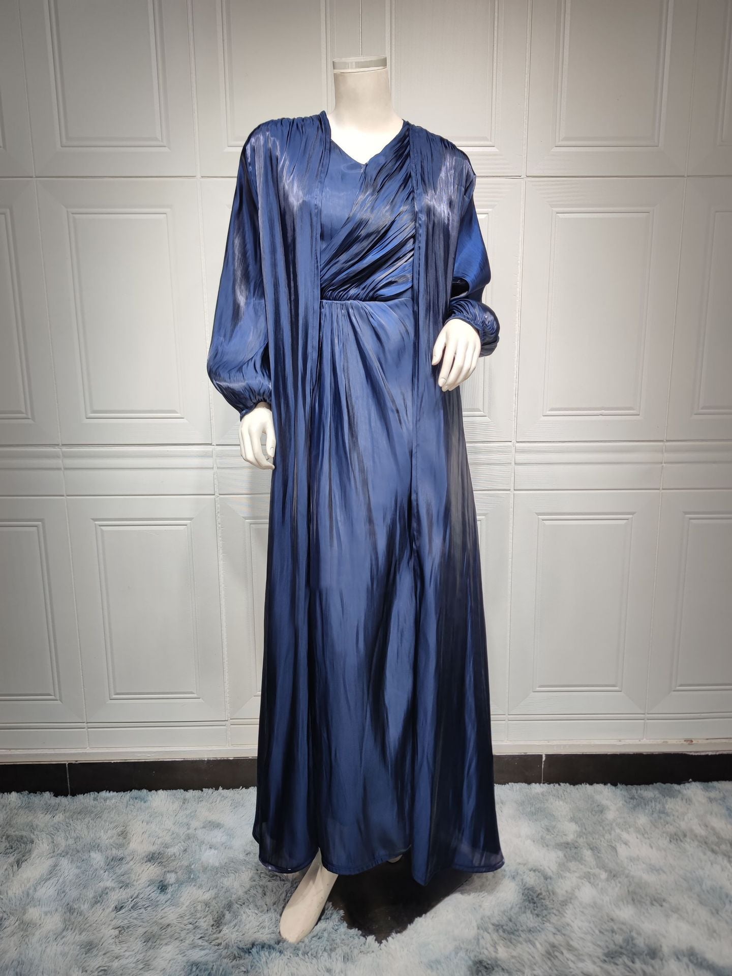 2 Piece Set Silky Satin Kaftan Abaya