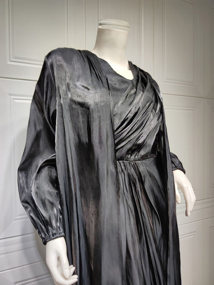 2 Piece Set Silky Satin Kaftan Abaya