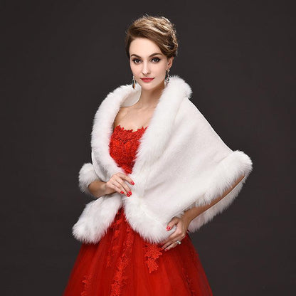 Faux Fur Wraps Coat White Shrug Women Jacket