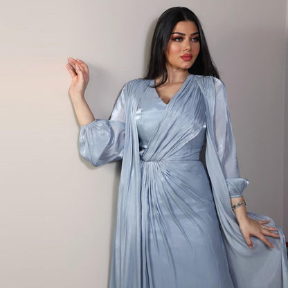 2 Piece Set Silky Satin Kaftan Abaya