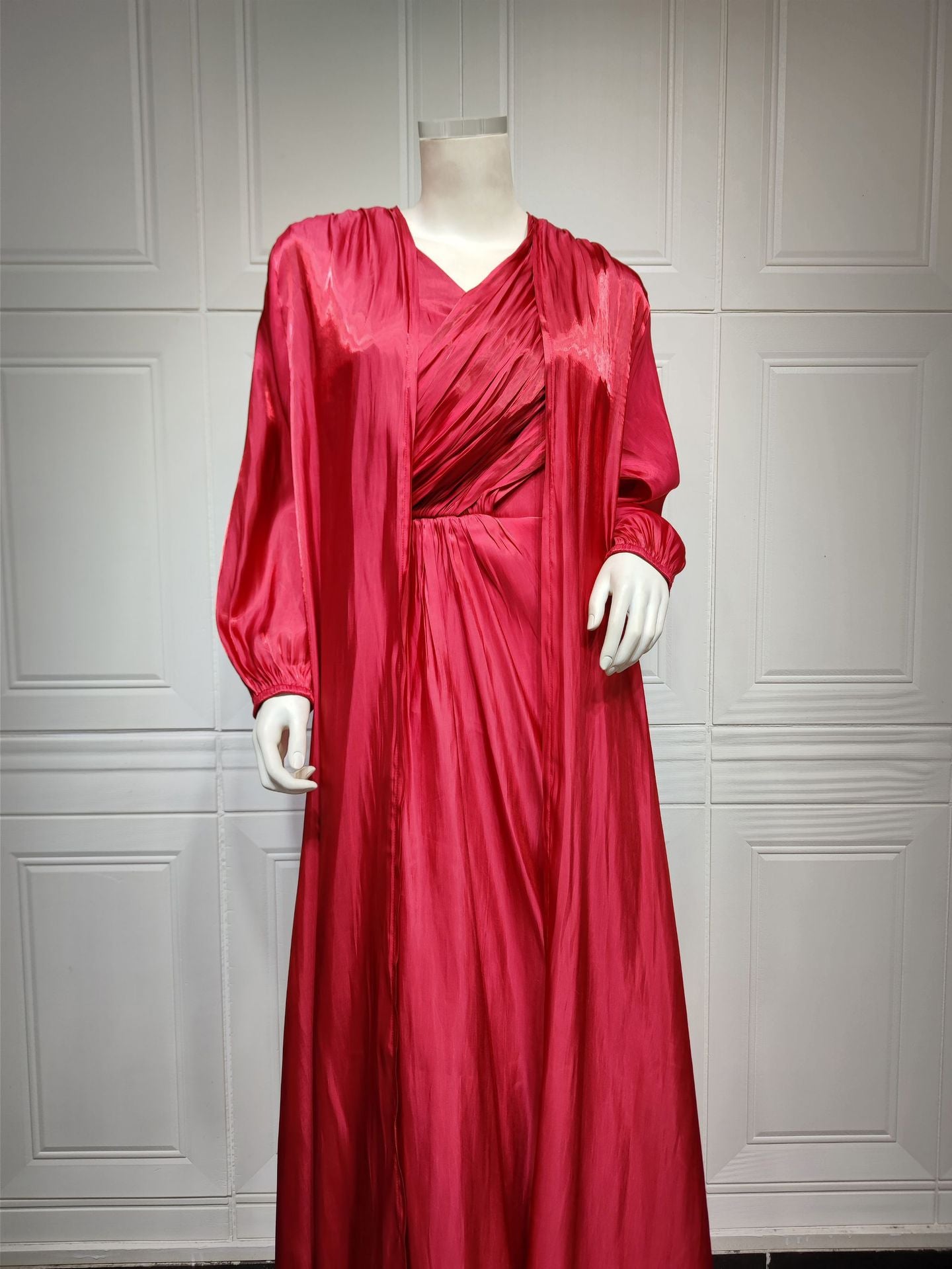 2 Piece Set Silky Satin Kaftan Abaya