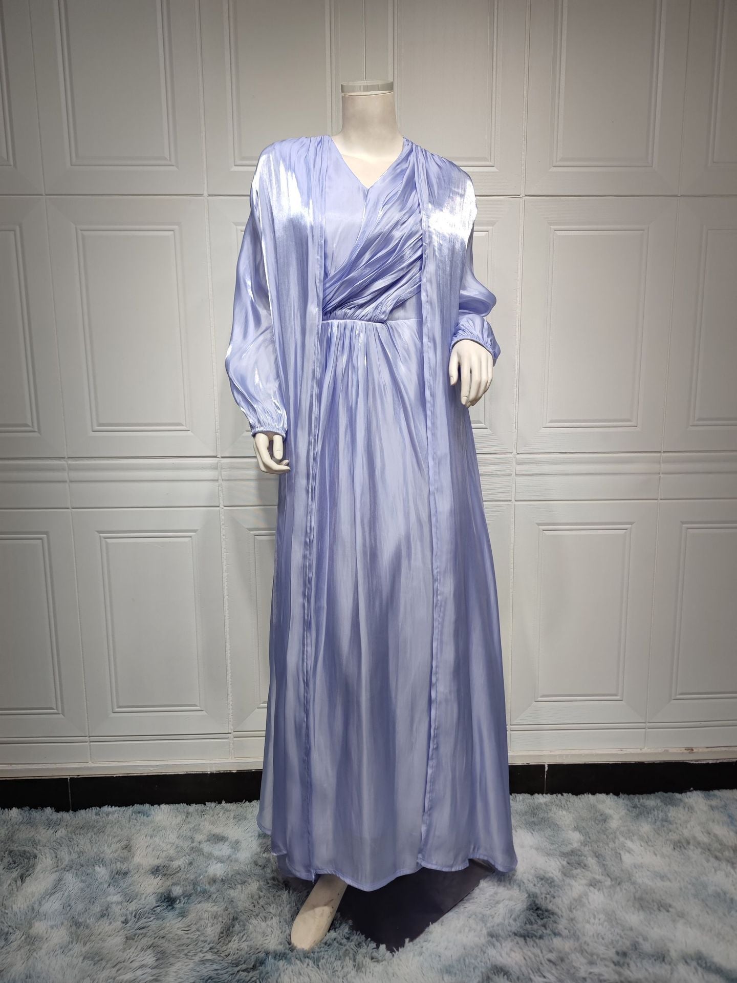 2 Piece Set Silky Satin Kaftan Abaya