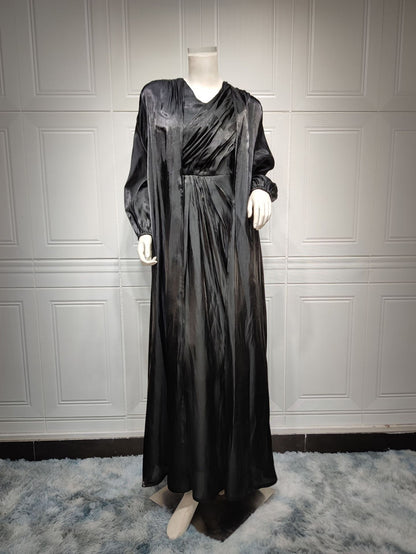 2 Piece Set Silky Satin Kaftan Abaya