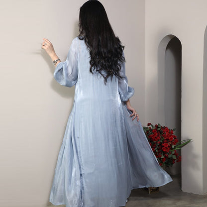 2 Piece Set Silky Satin Kaftan Abaya