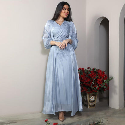 2 Piece Set Silky Satin Kaftan Abaya