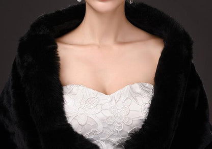 Faux Fur Wraps Coat White Shrug Women Jacket