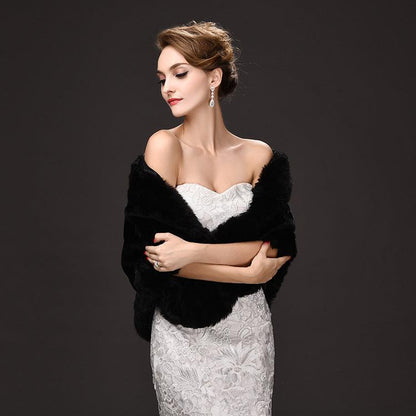 Faux Fur Wraps Coat White Shrug Women Jacket