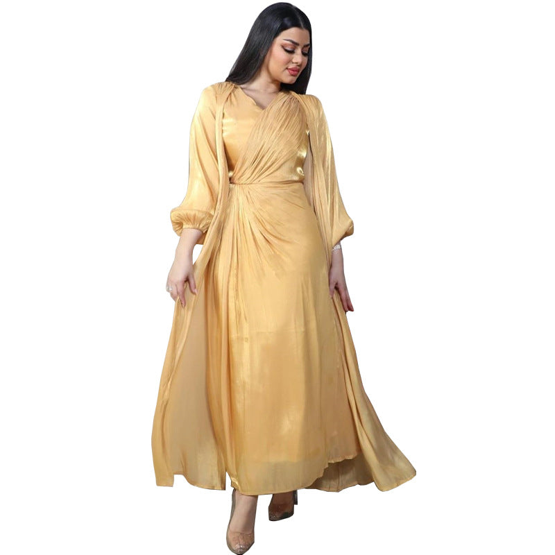 2 Piece Set Silky Satin Kaftan Abaya