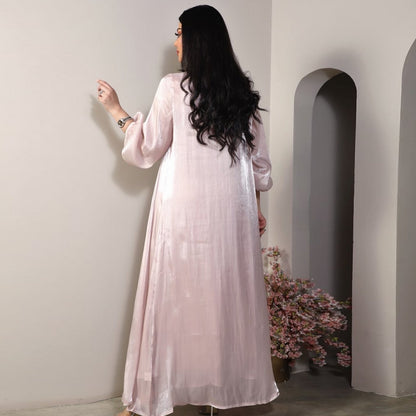 2 Piece Set Silky Satin Kaftan Abaya