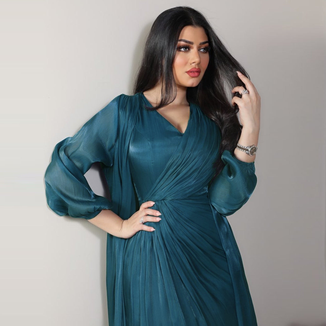 2 Piece Set Silky Satin Kaftan Abaya