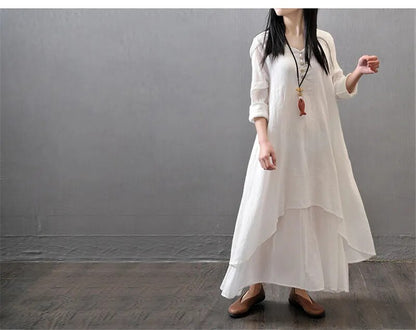 Linen Maternity Plus Size Dress 2 PCS