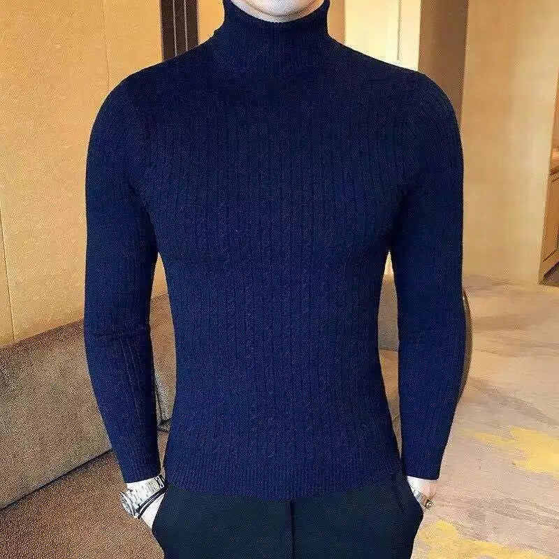 Men Casual Style Wool Turtleneck Warm Cotton Sweaters