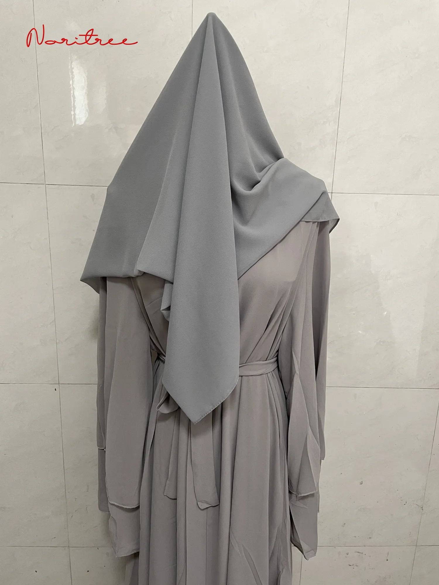 Chiffon Abaya Casual With Belt and Scarf