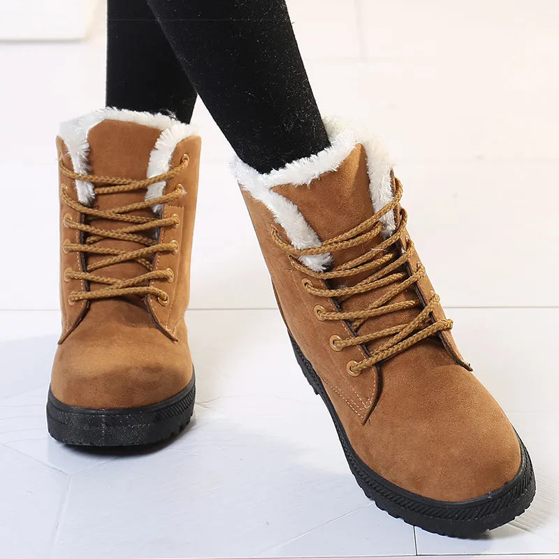 Winter Fur Low Heel Snow Ankle Boots