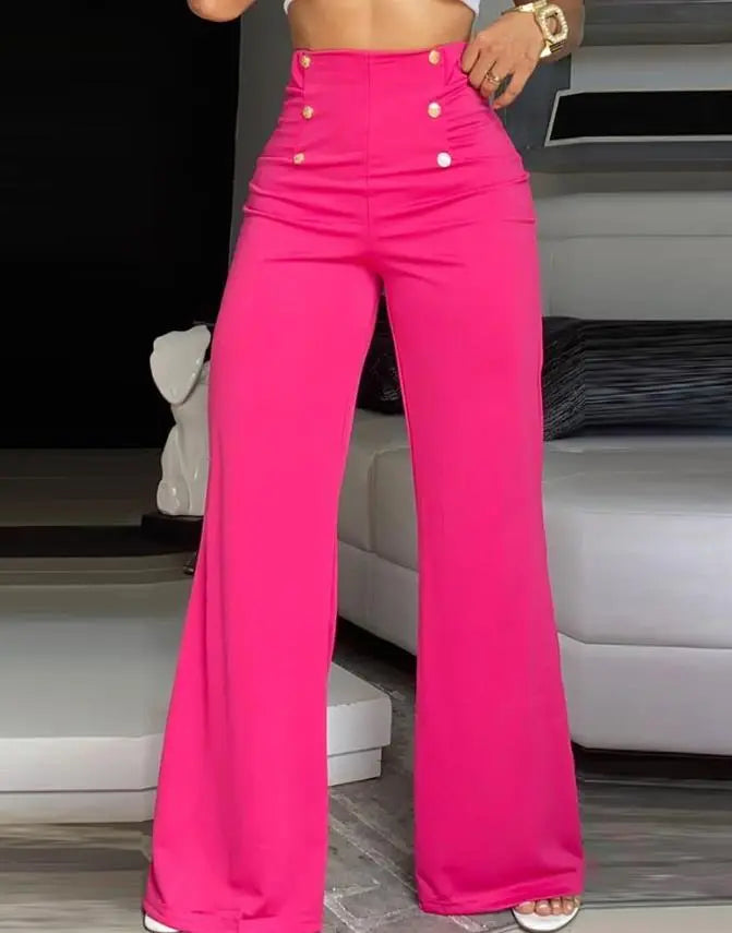 Elegant High Waist Wide Leg Bootcut Pants