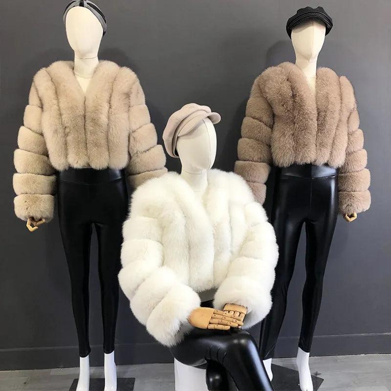 Fox Fur Jacket Short Style Clothing Full Length Sleeve Coat