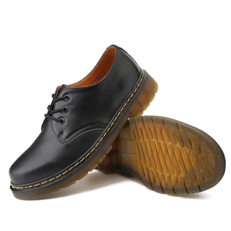 Thick Translucent Bottom Leather Casual Lace Up Men Shoes