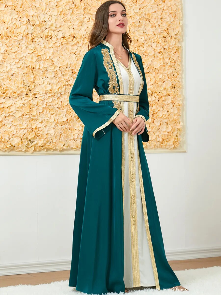 Two Piece Abaya With Long Dress Moroccan Caftan Djlabiya