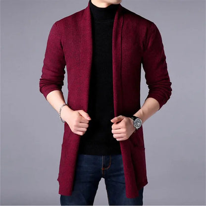 Men's Casual Hooded Knited Large Size Cardigan Long Sleeve