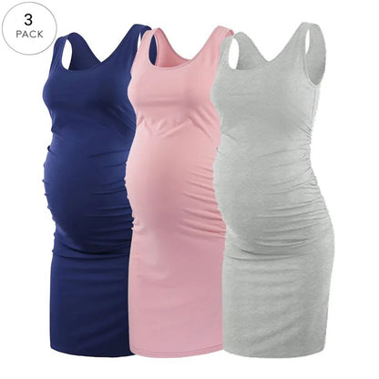 Bundle 3 pcs Maternity Sleeveless Dress Casual Bodycon