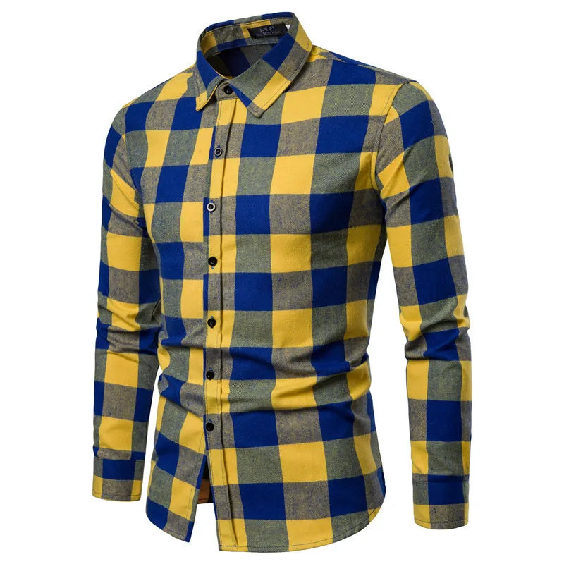 Men's Casual Long-sleeve Checkered Plaid Shirts