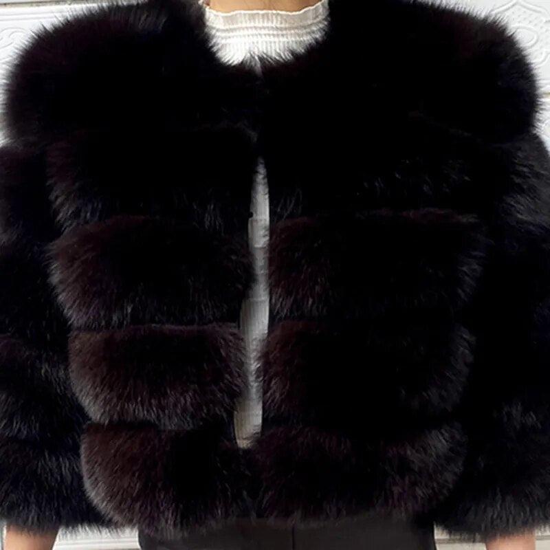 Fox Fur Jacket Short Style Clothing Full Length Sleeve Coat