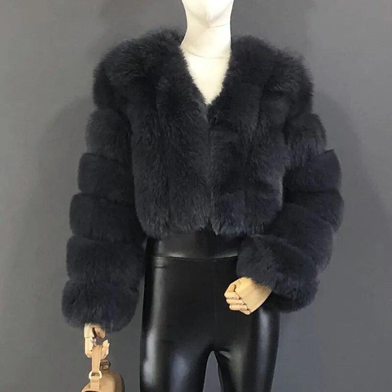 Fox Fur Jacket Short Style Clothing Full Length Sleeve Coat