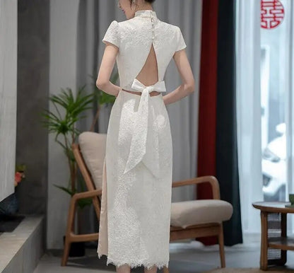 Wedding White Lace Qipao Dress