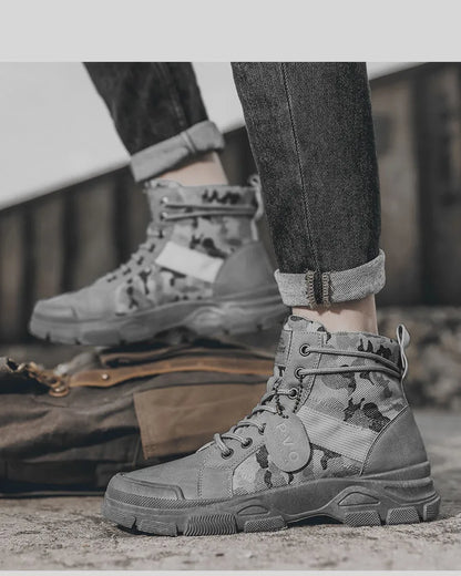 Retro Camo Casual Tough Ankle Boots Men & Women Styles Available