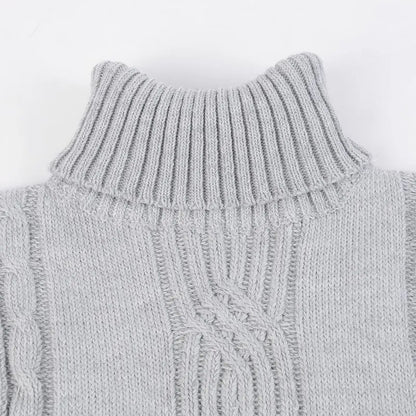 Men's Warm Sweater Long Sleeve Turtleneck Knitted Pullover