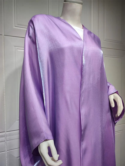 Stunning Modest Moroccan Style Casual Open Abaya Silk Satin