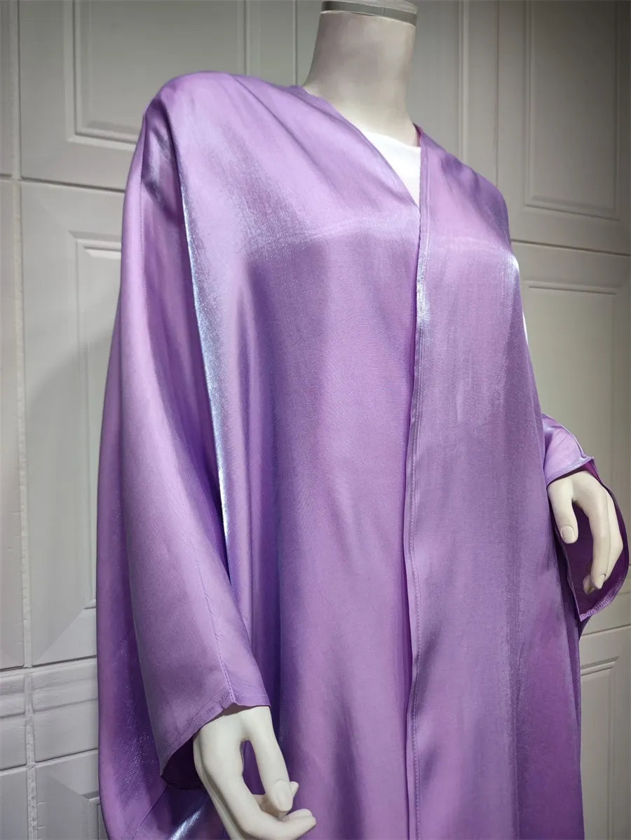 Stunning Modest Moroccan Style Casual Open Abaya Silk Satin