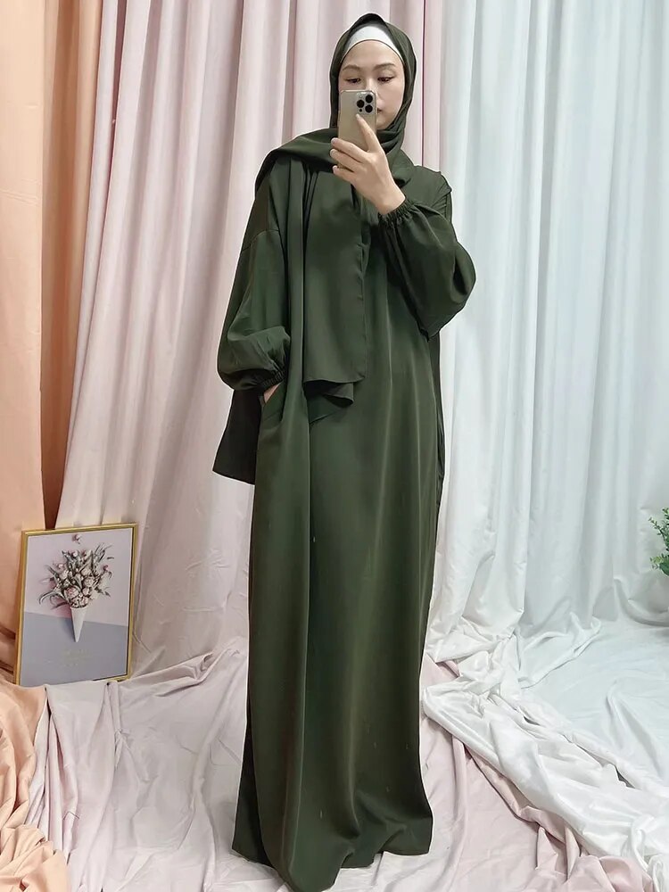 Simple Hooded Abaya Jilbab One Piece Modest Abayas