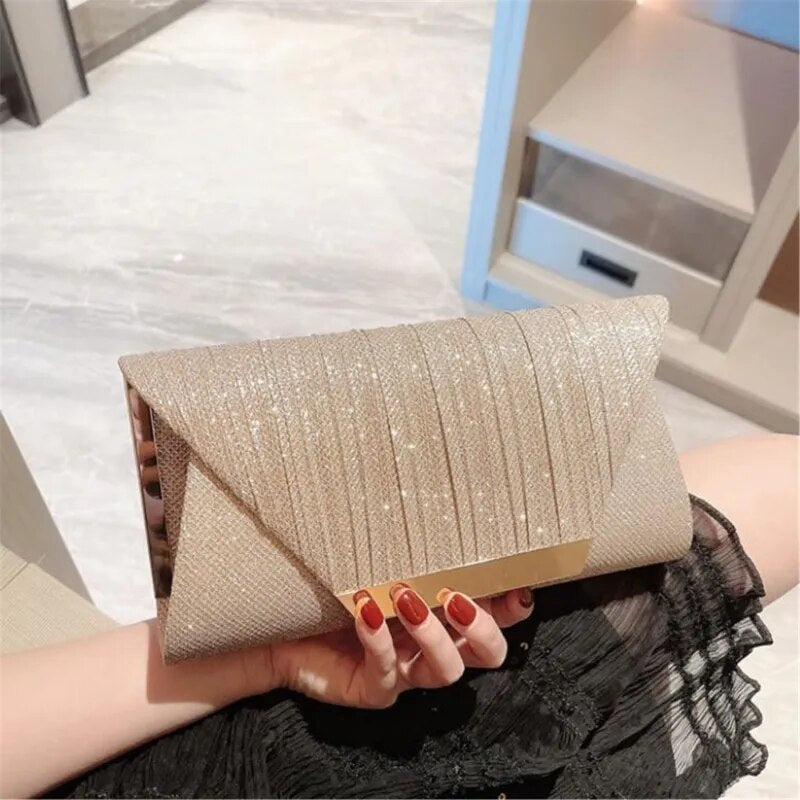 Evening Glitter Elegant With Chain Shoulder Clutches