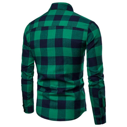 Men's Casual Long-sleeve Checkered Plaid Shirts