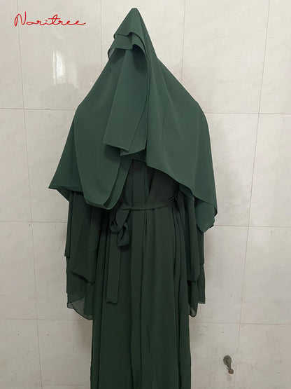 Chiffon Abaya Casual With Belt and Scarf