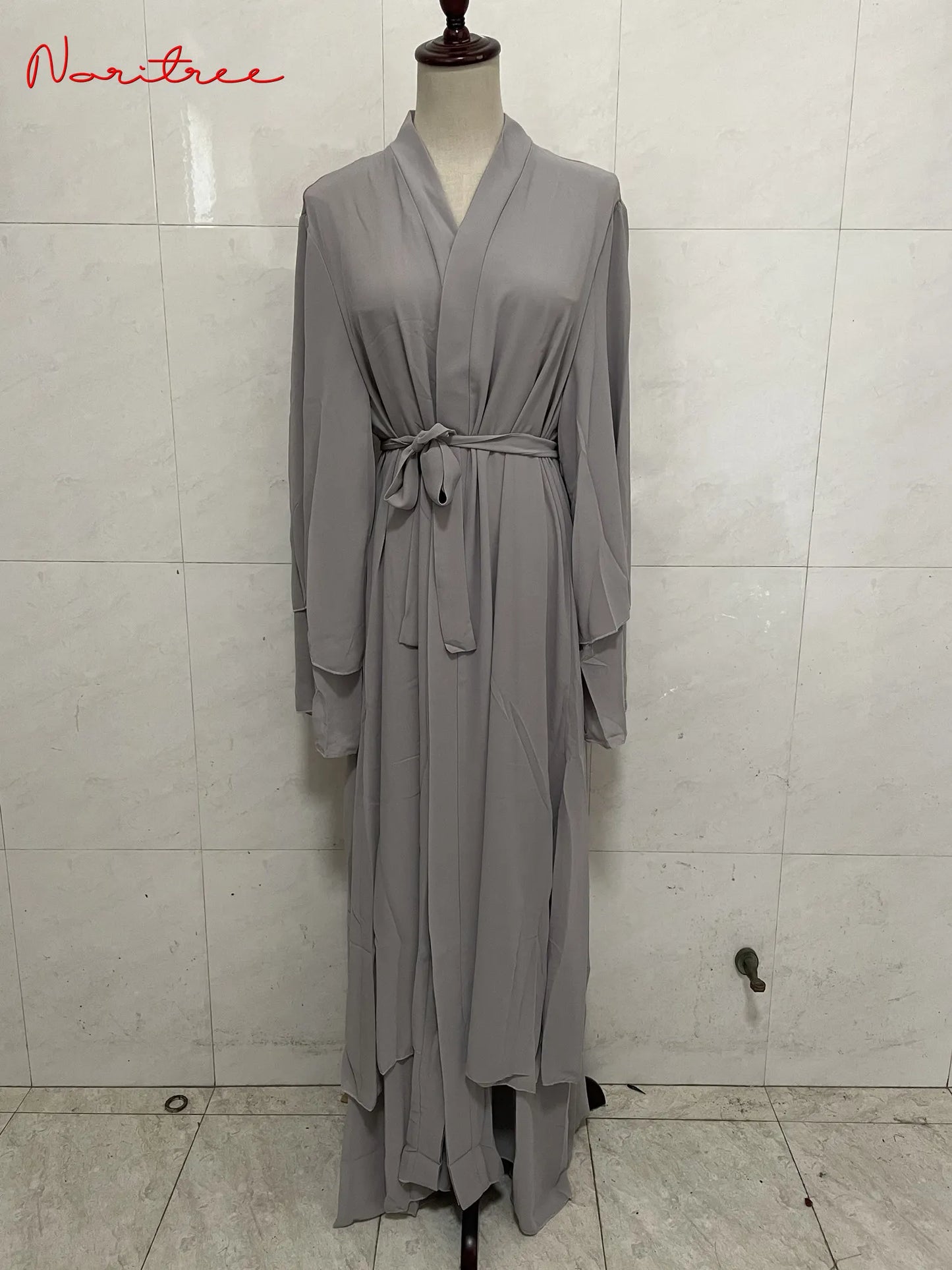 Chiffon Abaya Casual With Belt and Scarf