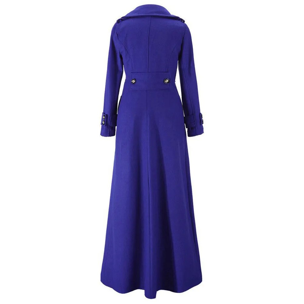 Long Wool Coat Winter Slim Elegant One Button Windbreaker