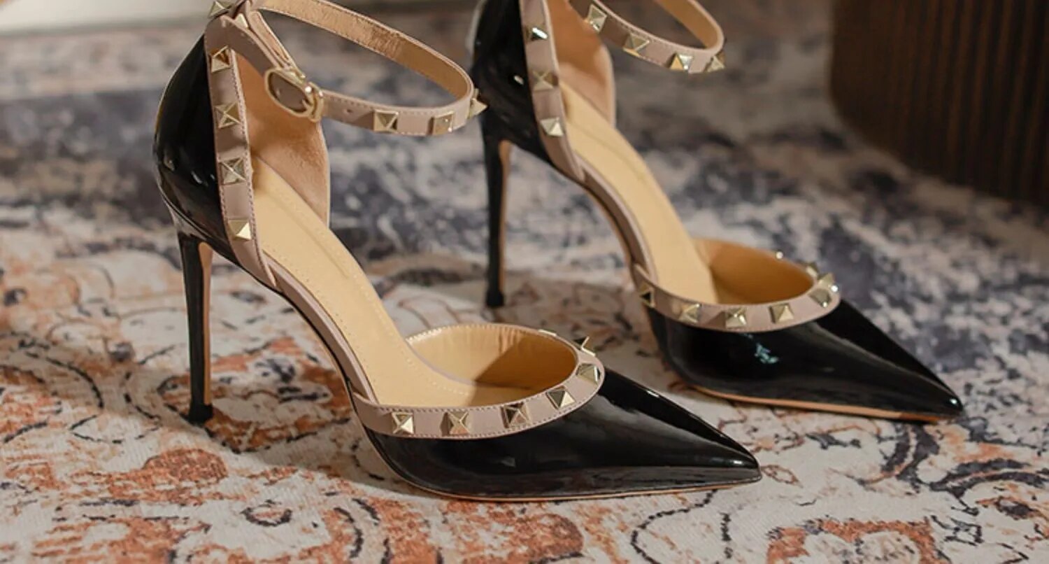 Classy Formal & Casual Rivet High Heels Pointy Toe Shoes