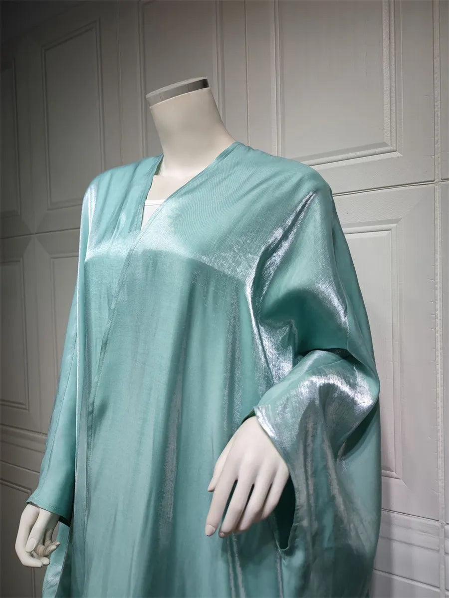 Stunning Modest Moroccan Style Casual Open Abaya Silk Satin