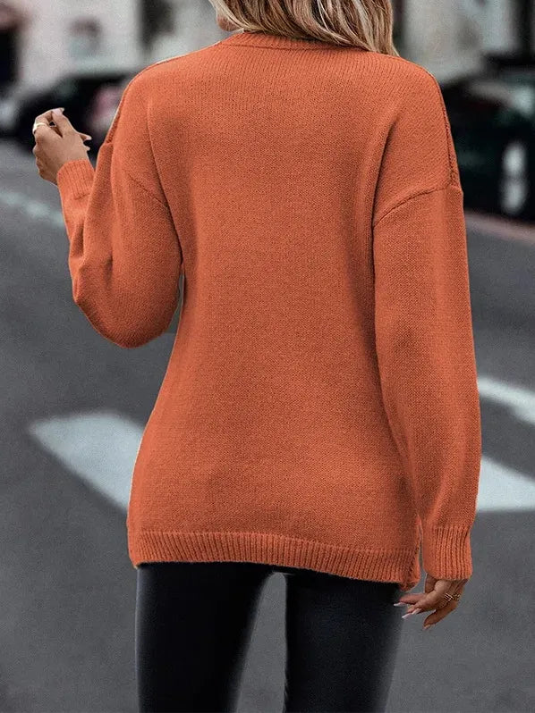 V-neck Knitted Off Shoulder Pullovers Warm Cross Sweater