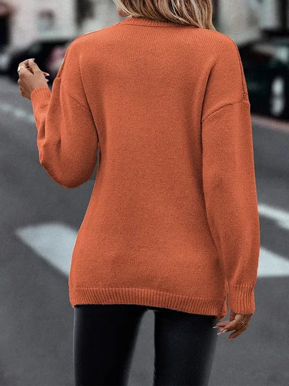 V-neck Knitted Off Shoulder Pullovers Warm Cross Sweater