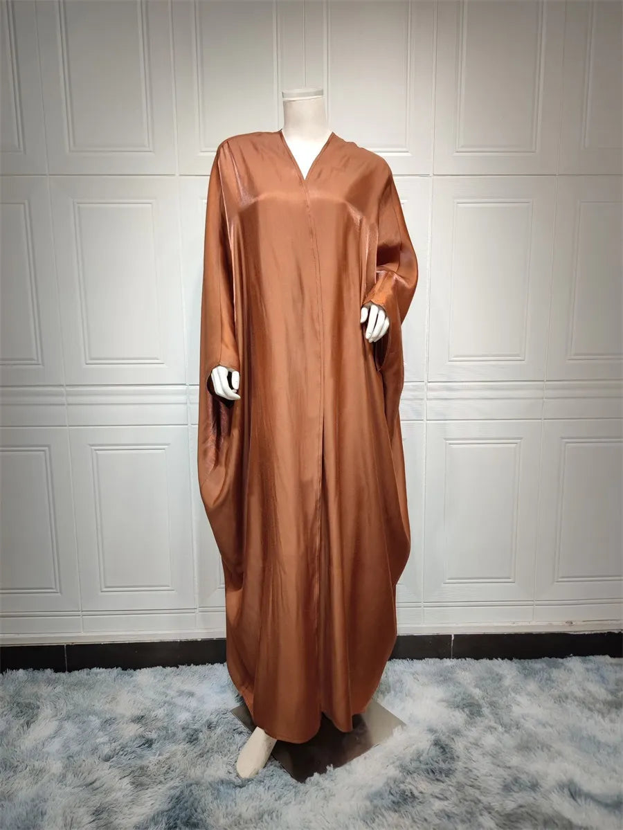 Stunning Modest Moroccan Style Casual Open Abaya Silk Satin