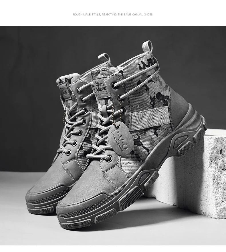 Retro Camo Casual Tough Ankle Boots Men & Women Styles Available