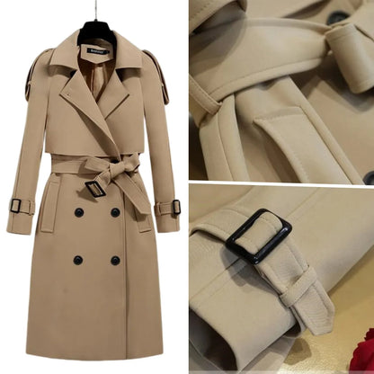 Trench Coat Adjustable Waist Knee Length Winter Plus Size Available Windbreaker