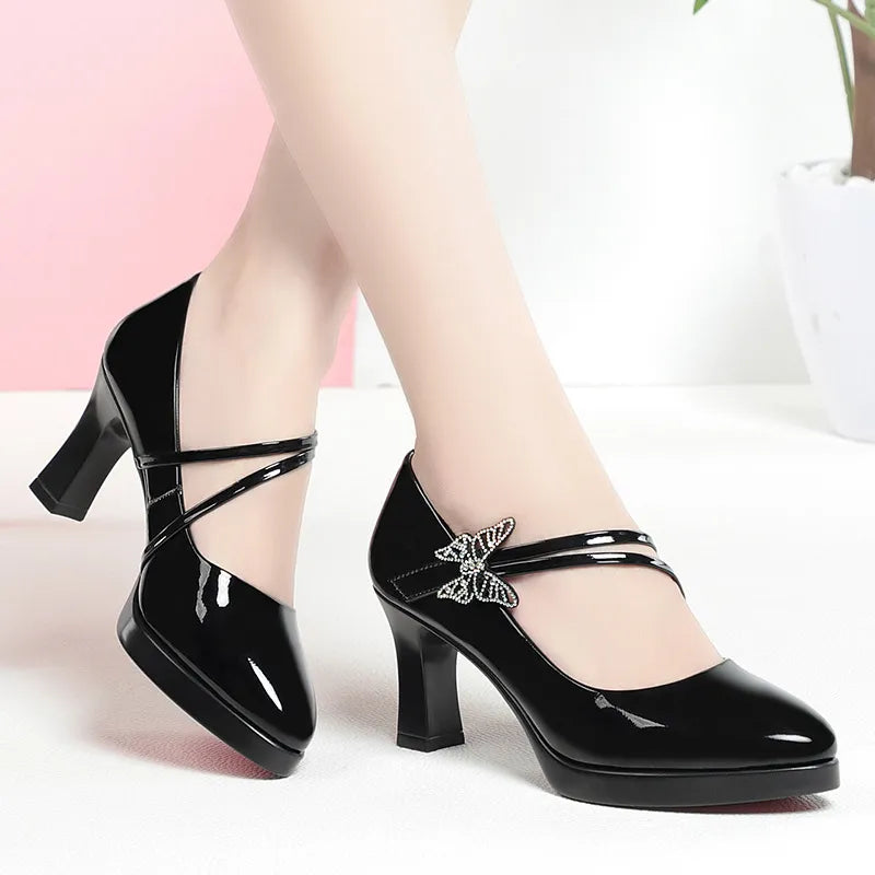 High-heeled Leather Catwalk Shoes