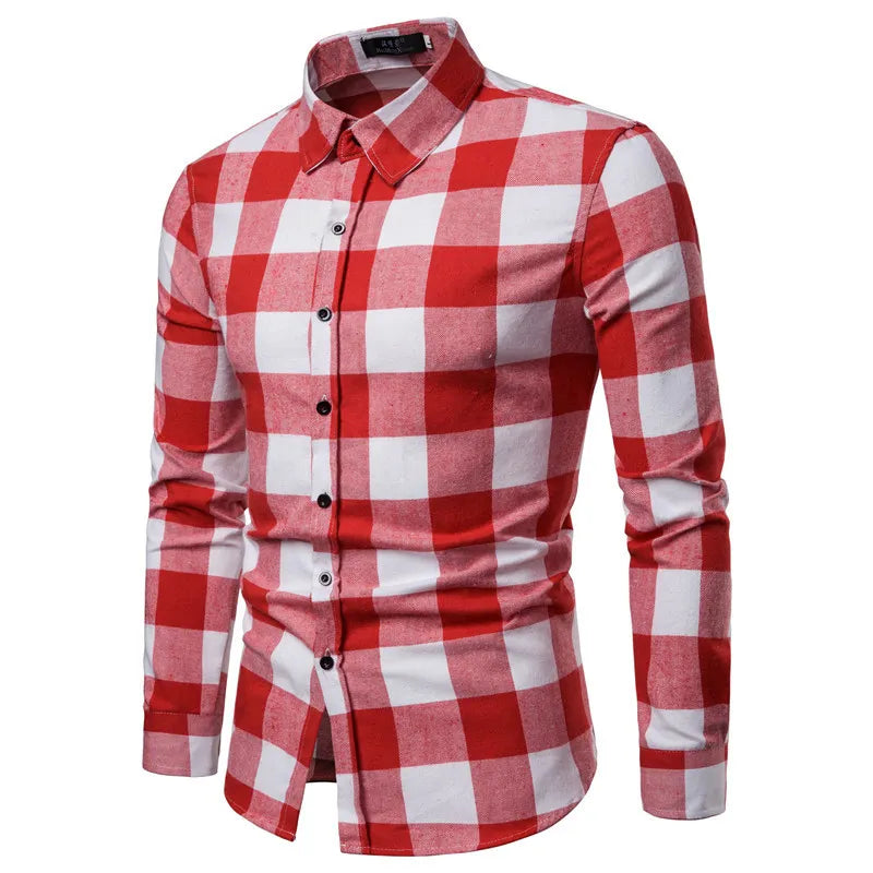 Men's Casual Long-sleeve Checkered Plaid Shirts