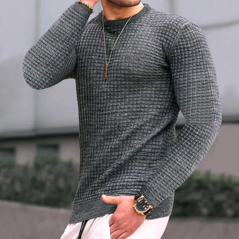 Men's Cotton Casual Long sleeve Slim Fit Knitted Sweater O-Neck