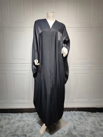 Stunning Modest Moroccan Style Casual Open Abaya Silk Satin