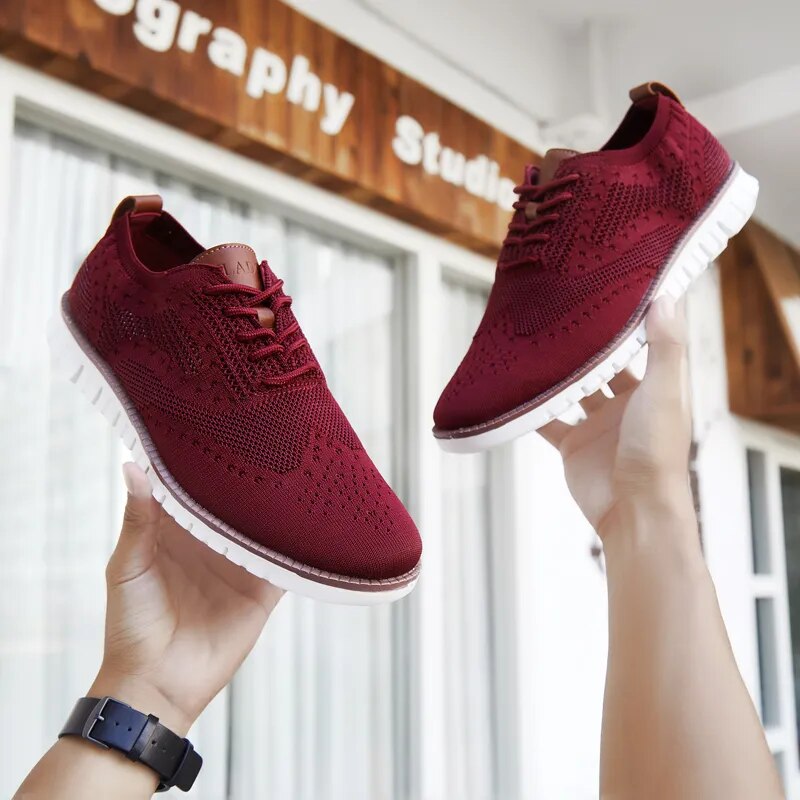 Men Casual Brogue Weave Breathable Light weight Sneakers